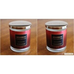 Lot of 2 Bath & Body Bourbon Single Wick Candle 8 oz Mens Collection 30-50 Hours